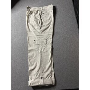 Additions By Chico's Women's Khaki Roll Up Cotton Crop Pants Chicos Size 1